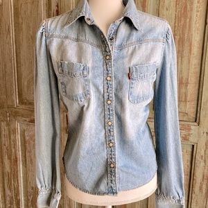 Levis Womens Large Western Pearl Snap Shirt